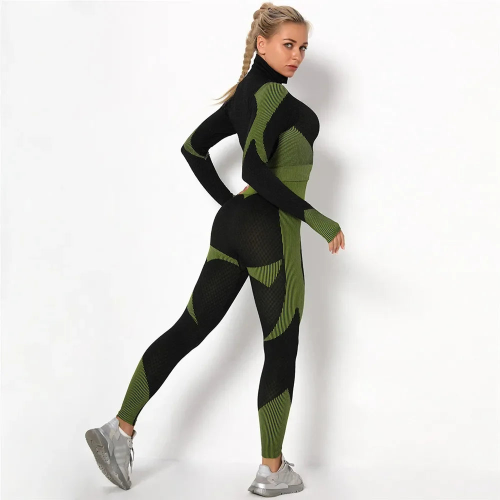 Conjunto de 3 piezas de yoga sin costuras, chaleco deportivo de fitness, pantalones de cintura alta que levantan la cadera, ropa de entrenamiento, conjunto de leggings de gimnasio para mujer