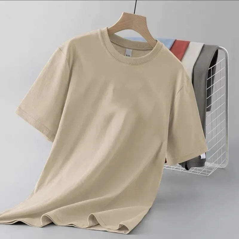 Camiseta de manga corta de color liso para hombre, corte entallado, clásica, versátil, interior, adelgazante, para verano, 2024