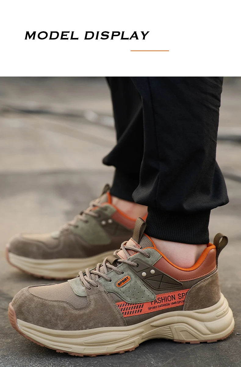 Zapato de trabajo antiperforación para hombre, zapatillas de trabajo de seguridad transpirables con puntera de acero, zapatos indestructibles, botas de trabajo transpirables.