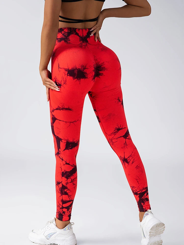 Mallas para mujer, leggings tie-dye, cintura alta, levanta glúteos, control de abdomen, push-up, sin costuras, pantalones de yoga, ropa deportiva para gimnasio.