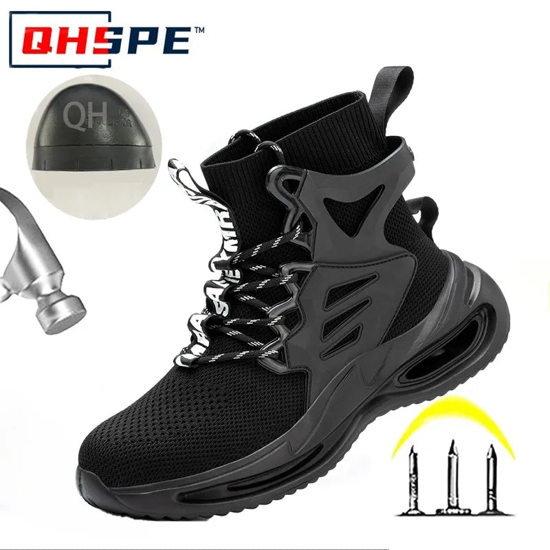 Tall Men's Anti Smashing and Anti Piercing Steel Toe Protective Safety Shoes Lightweight and Breathable Wear Resistant Durable