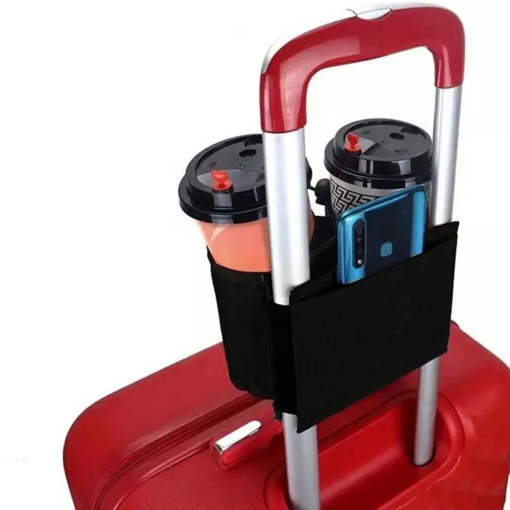 Portavasos para equipaje de viaje, duradero, para llevar a mano, para bebidas, leche, té, café, se adapta a todas las asas de maleta.