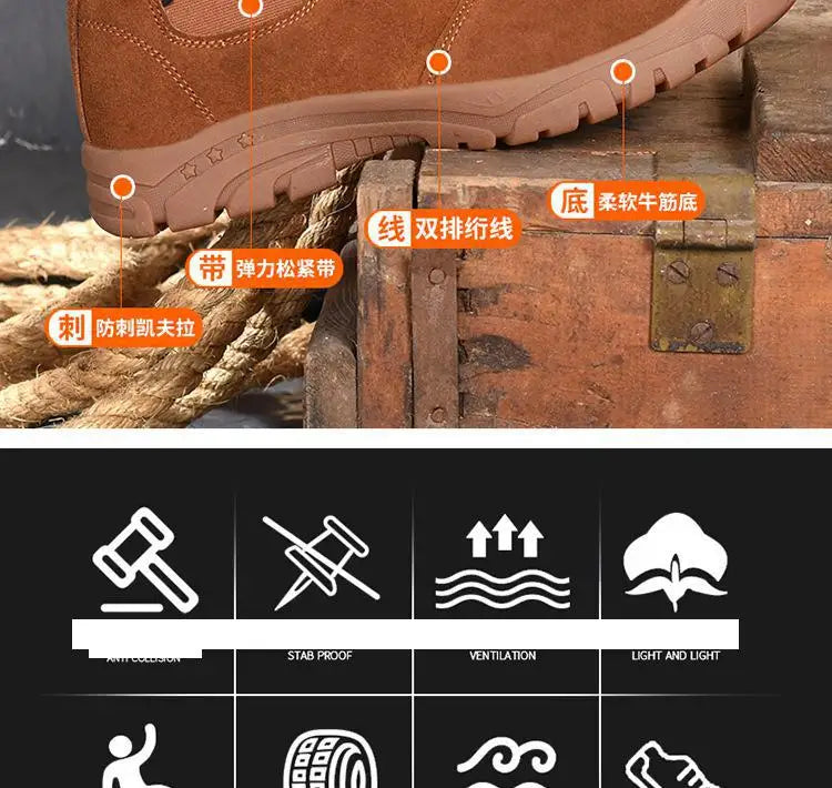 Anti Smashing And Anti Piercing Suede Safety Shoes Men's Steel Toe Cap Protection Work Shoes Fashion Scarpe Antinfortunistiche