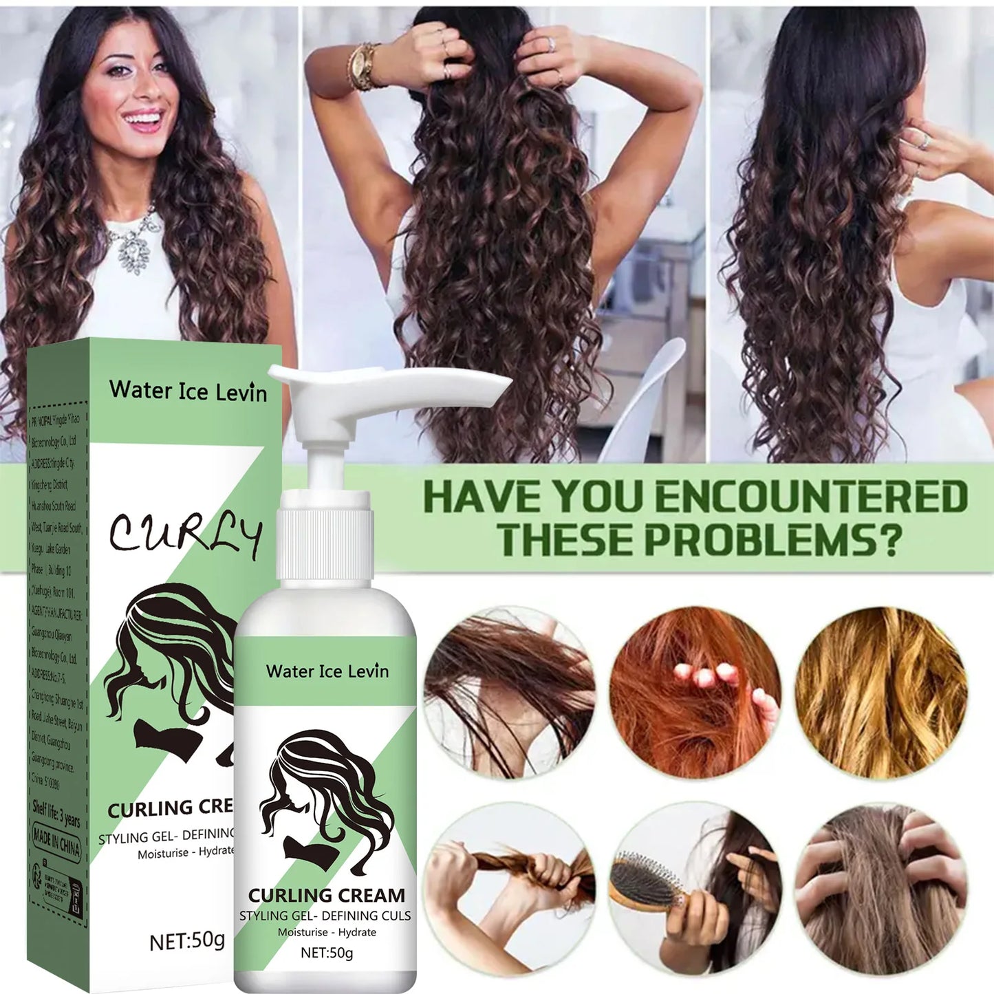 Crema para peinar cabello rizado, fórmula hidratante y suavizante, mejora la elasticidad y el brillo del cabello rizado, fácil de fijar.