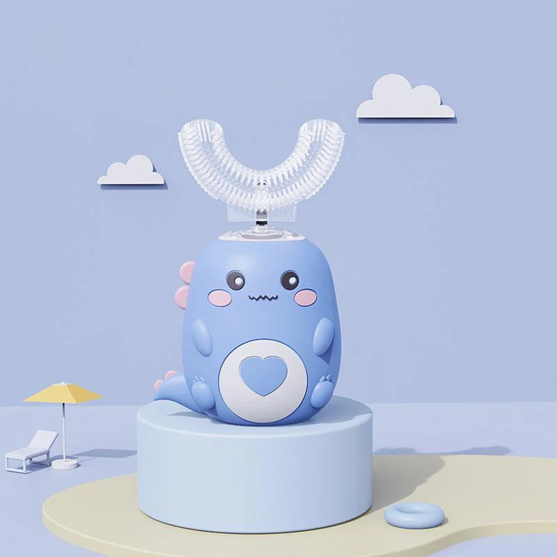 Cepillo de dientes eléctrico en forma de U para niños, 360 grados, inteligente, de silicona, recargable, automático, sónico.