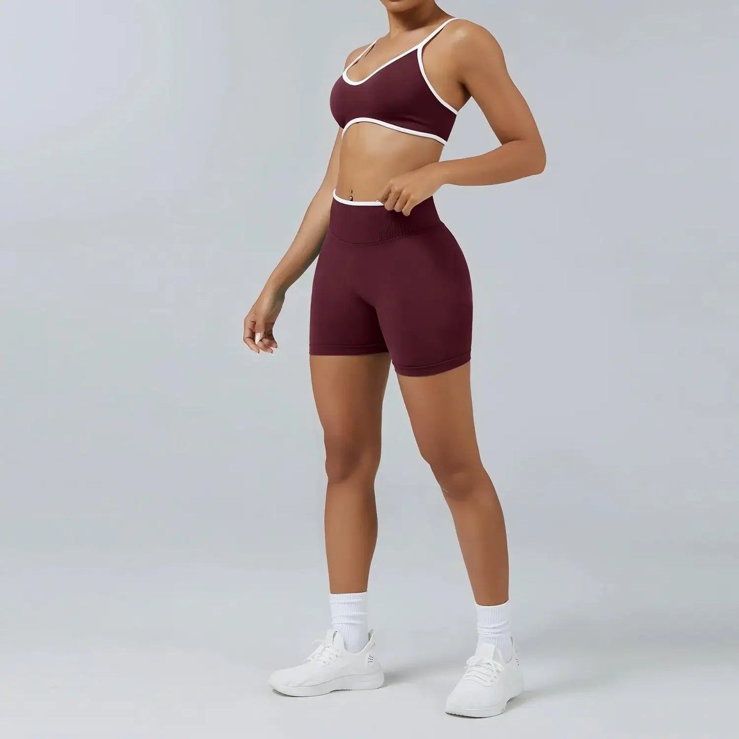 TEVEO Women's Sports Yoga Shorts Fitness Cycling Elastic Sports Pants Ignite Sculpt Scrunch Short Yoga Bra Set leggings