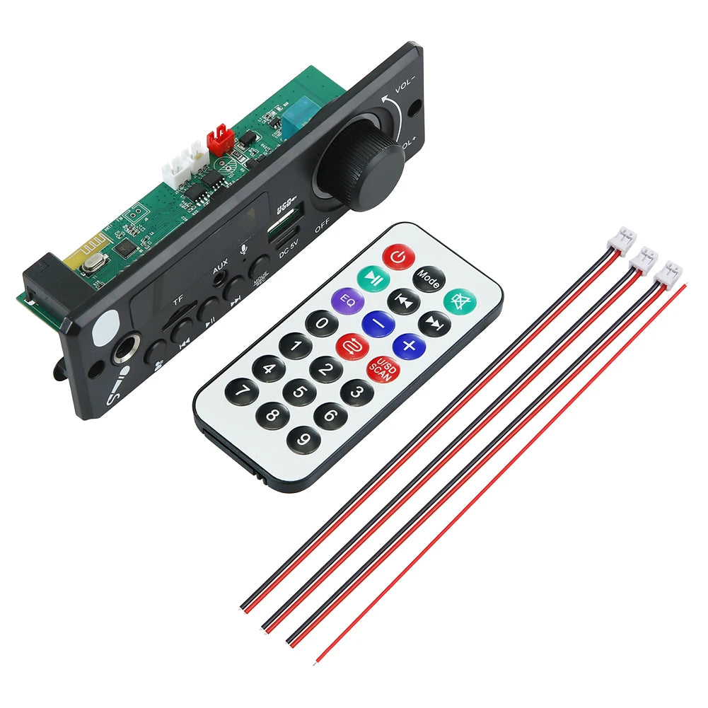 Módulo de radio FM para coche con amplificador de 6 W, CC 5 V, compatible con Bluetooth 5.0, módulo de audio TF, USB, reproductor de MP3, llamadas manos libres con control remoto