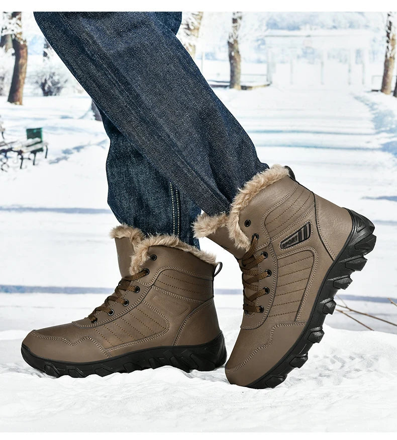Botas de invierno para hombre, zapatillas cálidas, impermeables, antideslizantes, de felpa, de cuero, talla grande 48, novedad de 2024