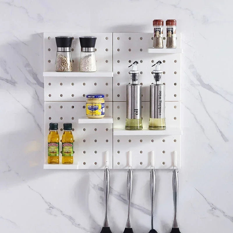 Estantes de pared para decoración del hogar, estantes de almacenamiento de pared con agujeros para cocina, dormitorio, estantes colgantes, decoración de pared