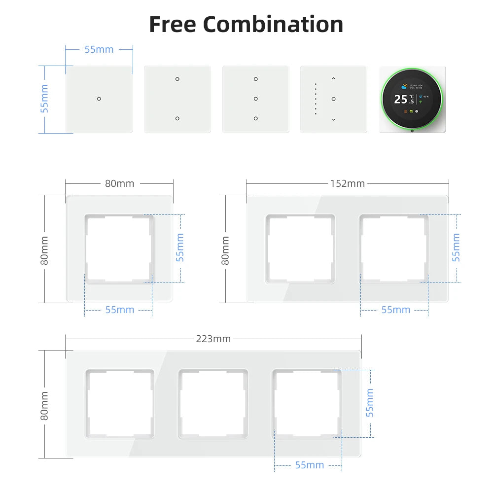 Interruptor de luz inteligente AVATTO Tuya WiFi/Interruptor de cortina con diseño táctil, persianas enrollables motorizadas, compatible con Alexa y Google Home.