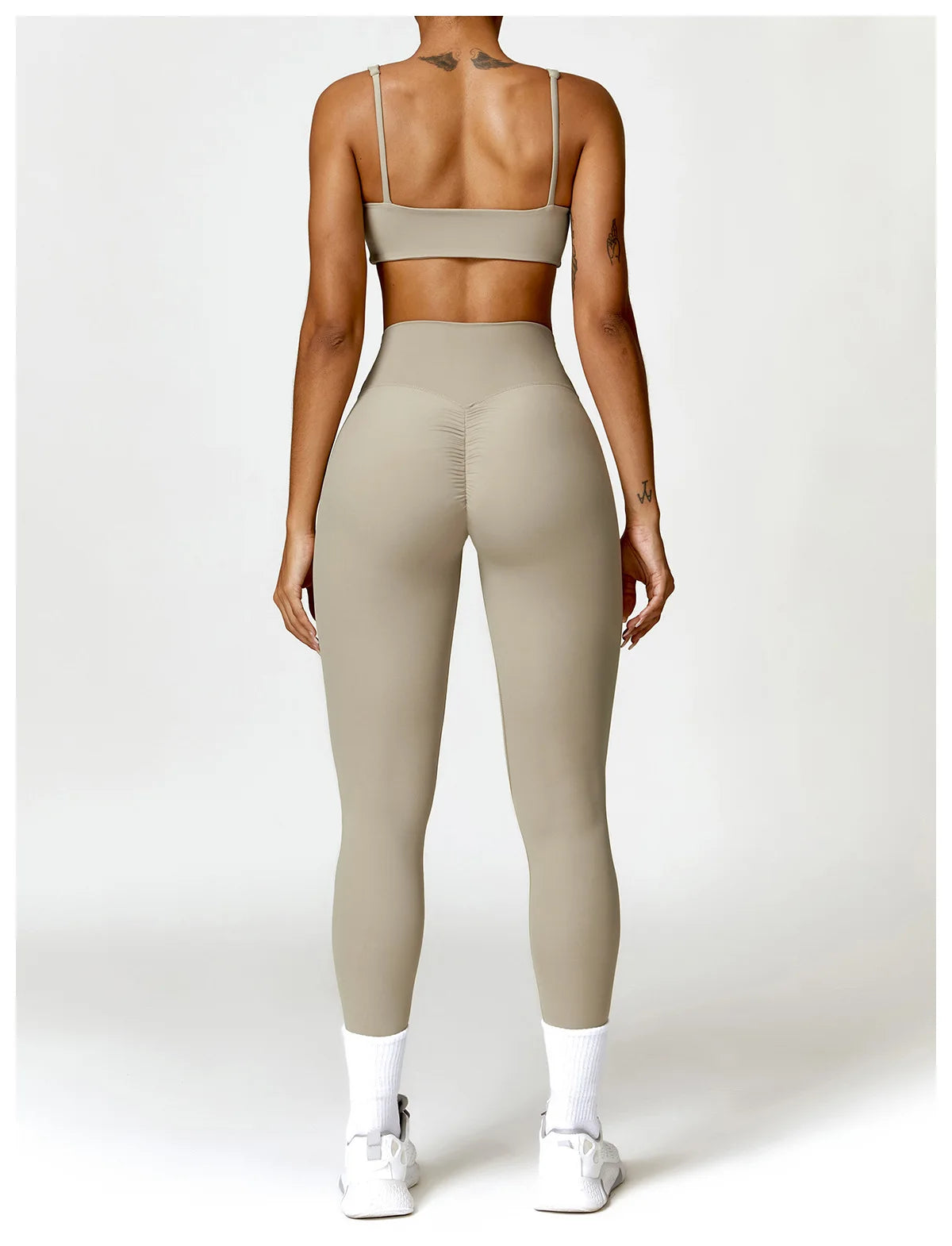Conjunto de chándal de yoga para mujer, 2 piezas, ropa deportiva para entrenamiento, ropa deportiva, leggings de gimnasio, sujetador de fitness, top corto, trajes deportivos de manga larga