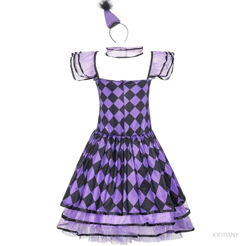 Halloween Carnival Performance Funny Naughty Purple Clown Costume Circus Horror Ghost Role Play Costume