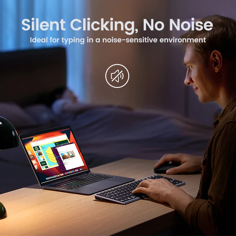 Teclado inalámbrico UGREEN Bluetooth 5.0 2.4G con 99 teclas en ruso/coreano/inglés para MacBook, iPad, PC y tabletas, recargable por USB C.