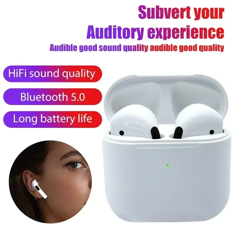 Auriculares inalámbricos Bluetooth TWS Pro4, miniauriculares deportivos para música, para iPhone, Xiaomi, Huawei y Redmi.