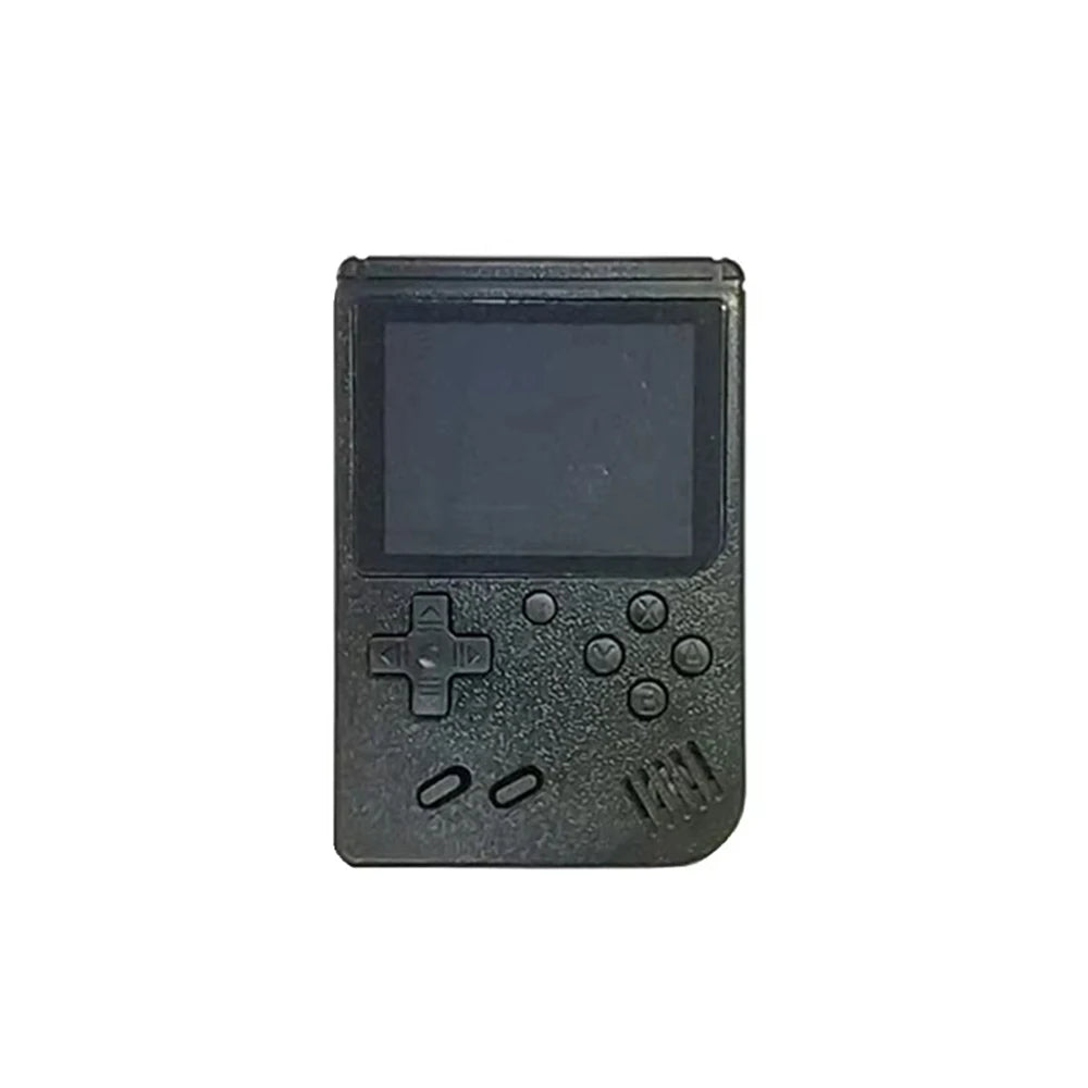 Una pequeña consola de juegos portátil para niños con juegos clásicos retro rojos con cientos de juegos que se pueden cargar y se pueden conectar al televisor.
