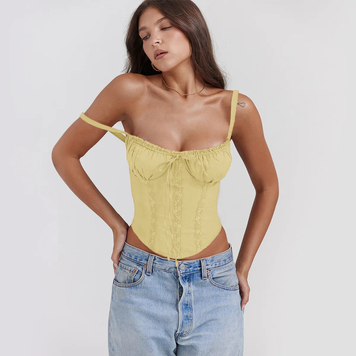 Sexy Lace Floral Corset Short Dress Elegant Women's White Yellow Sundress Female High Waist Mini Sun Dresses Summer 2025 New In