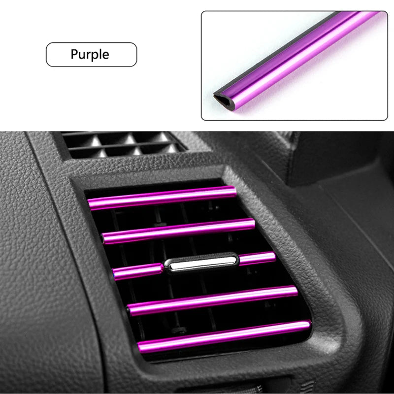 10 tiras decorativas suaves para salida de aire acondicionado de coche, accesorios para rejilla interior de coche, tira decorativa universal en forma de U.