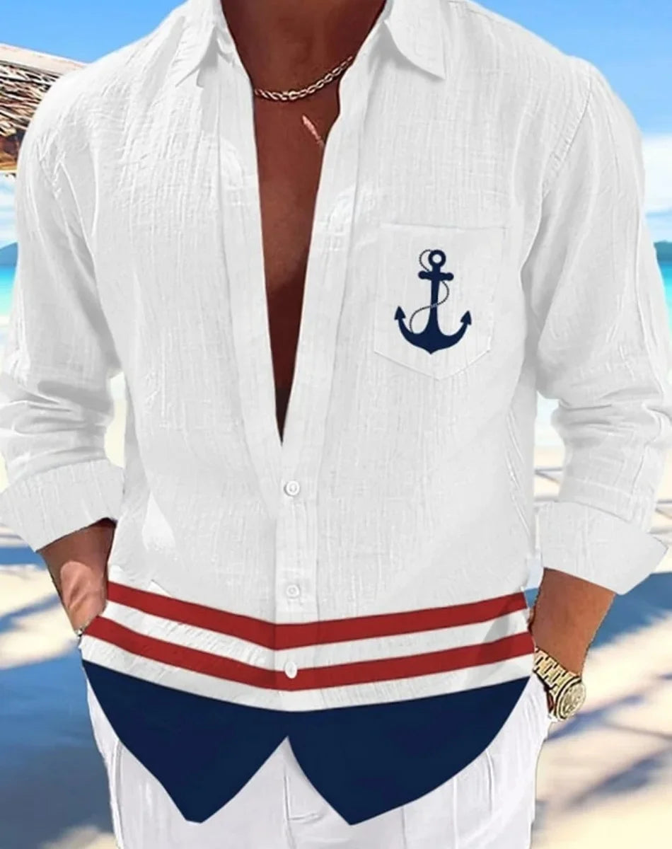 Camisa hawaiana informal para hombre, nueva camisa de verano con estampado 3D azul marino, camisa informal de manga corta, ropa transpirable para hombre