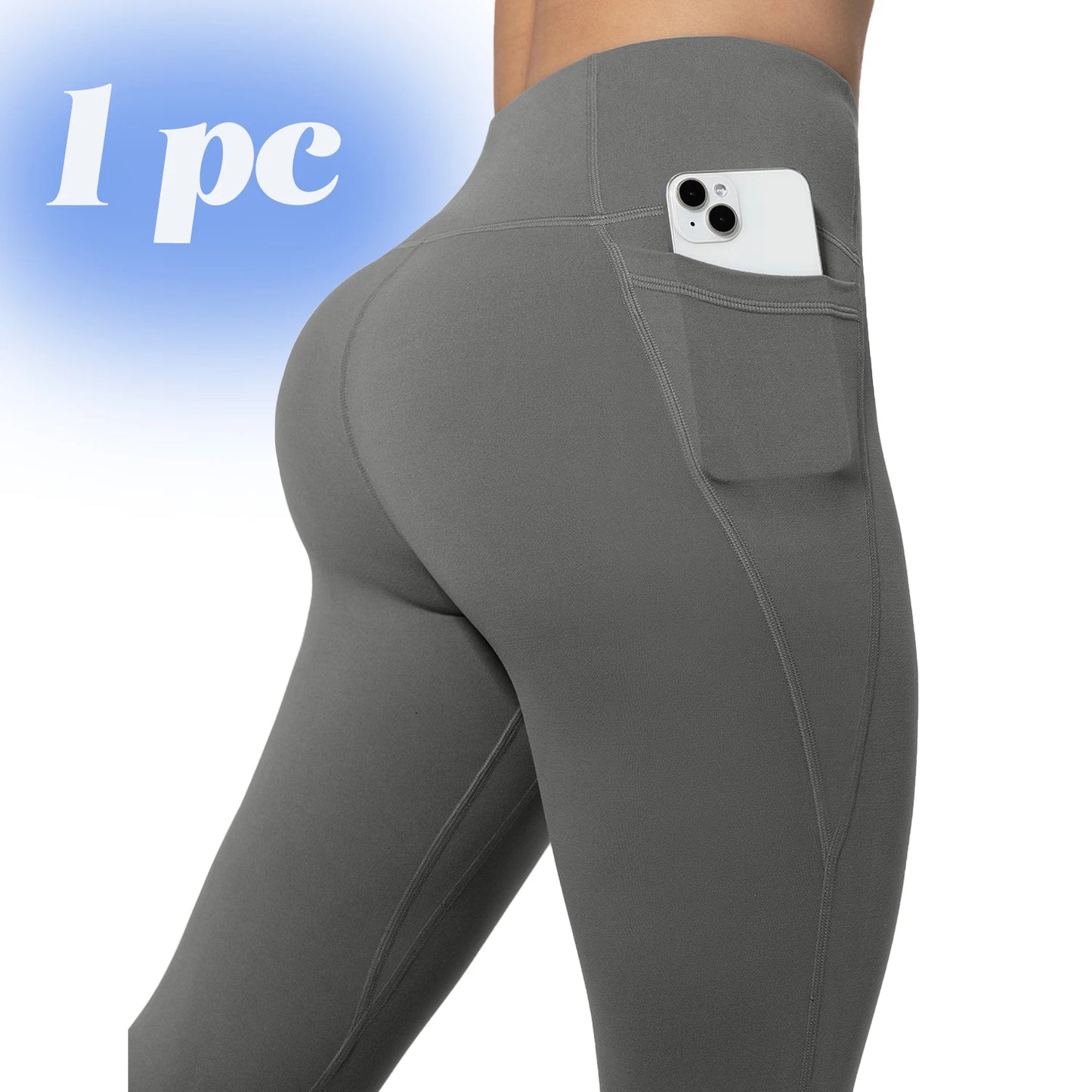 Leggings de yoga para mujer, 2 unidades, con bolsillos, color liso, para gimnasio, actividades al aire libre, cintura alta, ajustados, pantalones deportivos para correr.