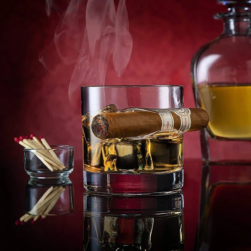 1 vaso de whisky de lujo creativo para el hogar - Vaso de whisky antiguo con reposapuros dentado de 12,85 oz