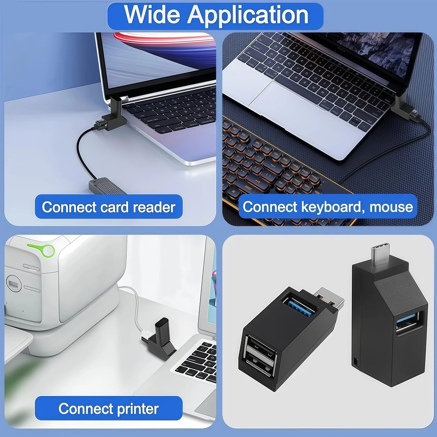 Adaptador concentrador USB 3.0 de 4 puertos: transferencia de datos de alta velocidad de 5 Gbps, diseño compacto y portátil para ordenador portátil, PC y Mac.