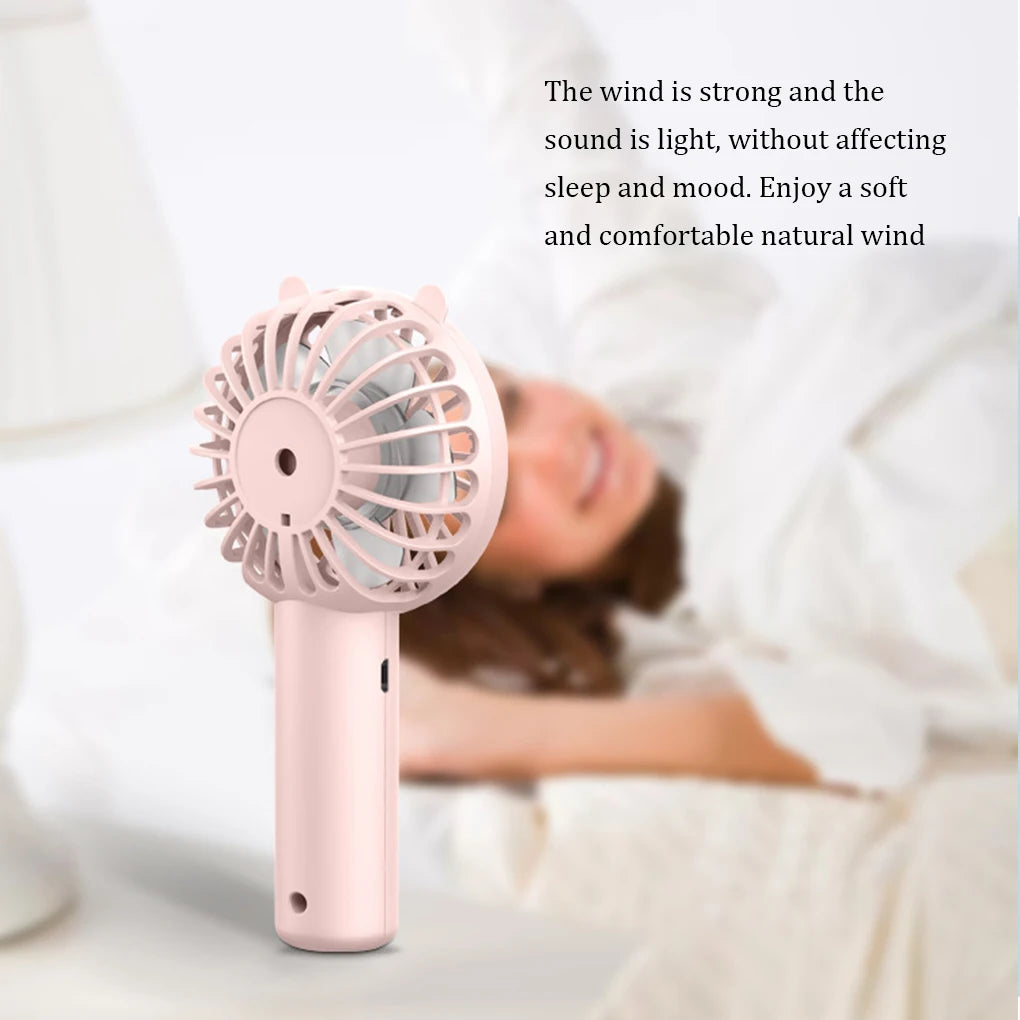 Ventilador portátil recargable por USB, ventilador de escritorio con base, pequeño ventilador de maquillaje para pestañas, para mujeres y niñas, para exteriores, oficina, color blanco