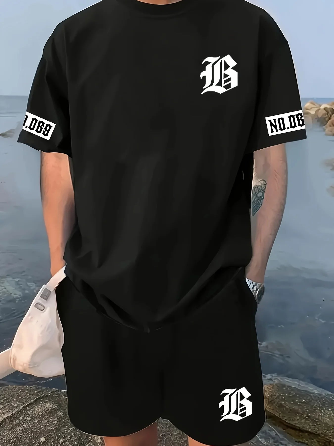 2025 Verano nuevo conjunto de hombre con estampado de letras camiseta casual de moda pantalones cortos de manga corta ropa deportiva ropa casual de uso diario para hombres y mujeres