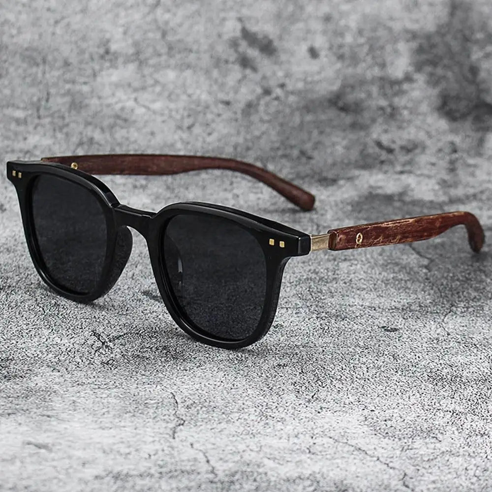 Gafas de sol modernas con vetas de madera retro para mujeres y hombres, nuevas gafas de sol con montura cuadrada, protección UV, gafas de ciclismo para exteriores y calle.