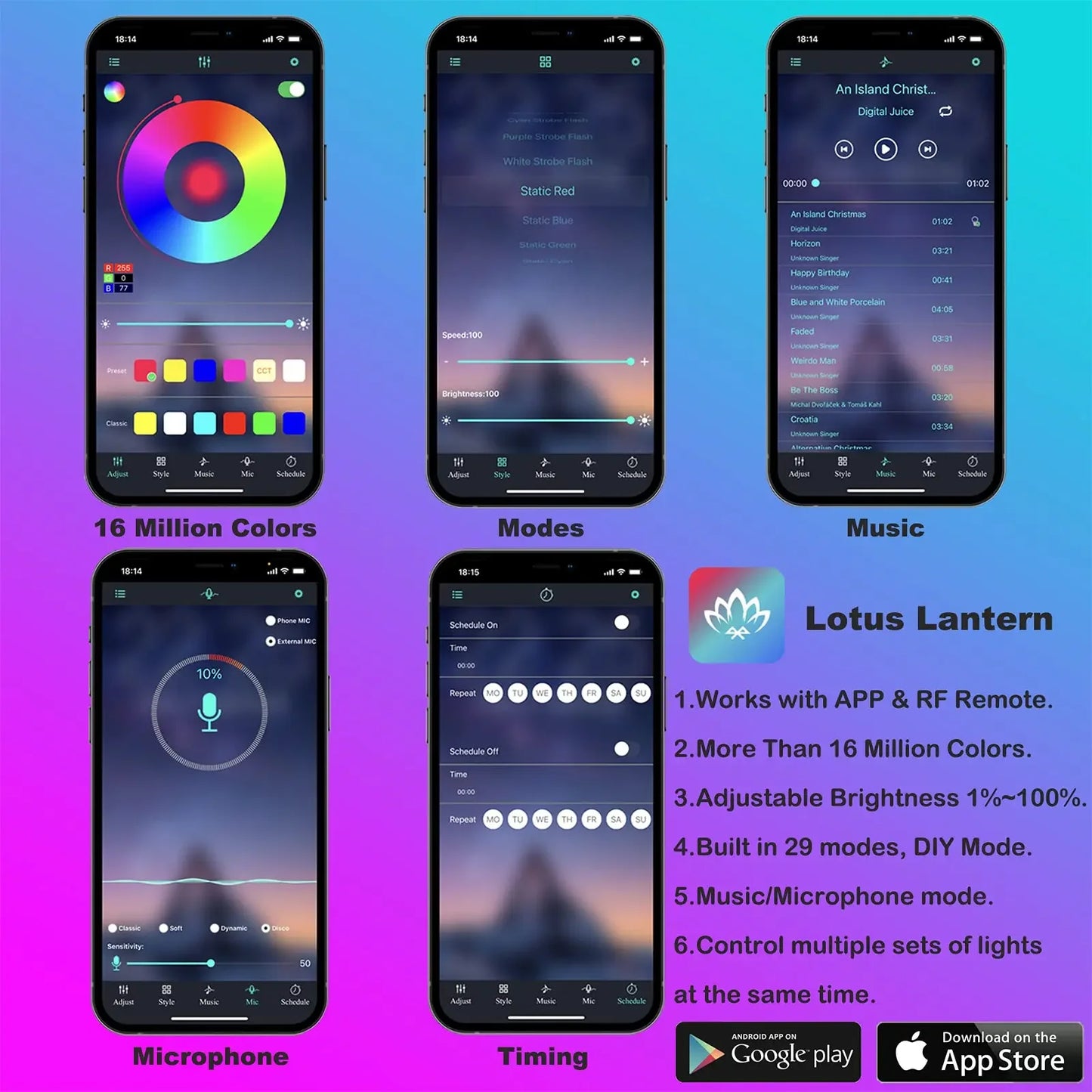 Tira de luces LED para ambiente interior de coche, RGB, fibra óptica, iluminación de neón con control remoto por aplicación, lámparas decorativas para coche