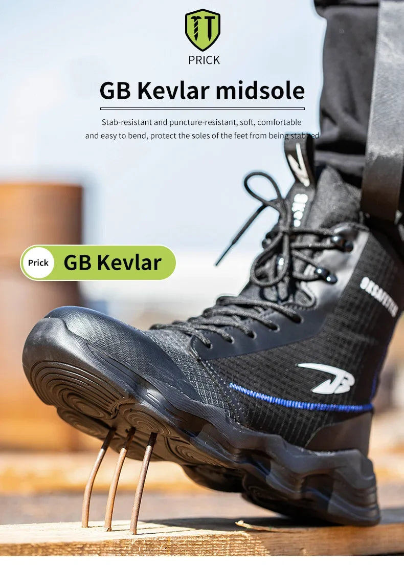 2024 Nuevos zapatos de seguridad para hombre, botas altas de trabajo, zapatillas de trabajo con puntera de acero, botas de trabajo antigolpes y a prueba de pinchazos, zapatos indestructibles