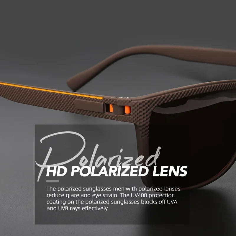 Gafas de sol polarizadas con montura cuadrada, bisagras de resorte de alta calidad, lentes con revestimiento multicolor para vacaciones, conducción, pesca y protección UV.