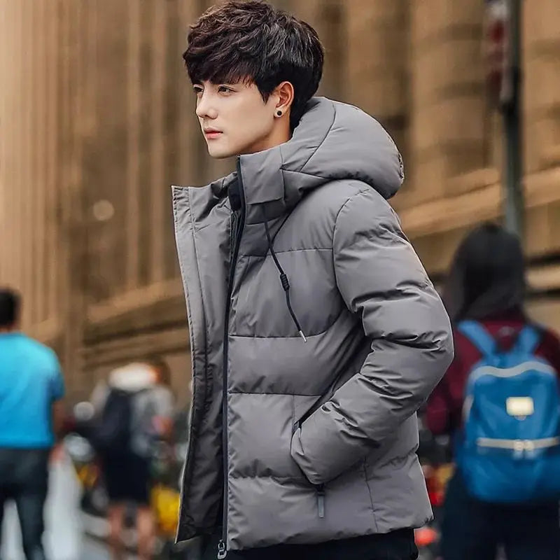 Nueva chaqueta con capucha unisex, sencilla y moderna para hombre, de plumón grueso, holgada y elegante, a prueba de viento, de uso informal y cálido, fácil de