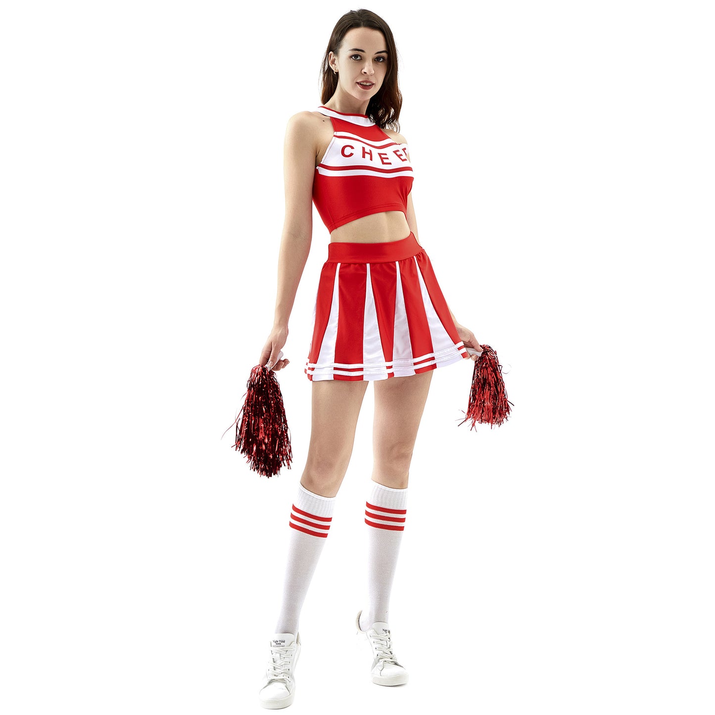 New sexy female student cheerleading costume women's adult cheerleading uniform dance uniform sleeveless crop top with mini p