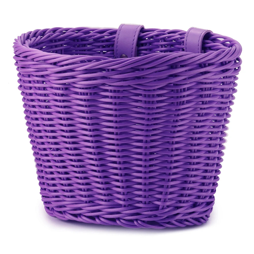 Conjunto de cesta de bicicleta para niños, timbre, borla y pegatinas. Cesta de bicicleta de ratán tejida a mano para manillar delantero. Accesorios de ciclismo.