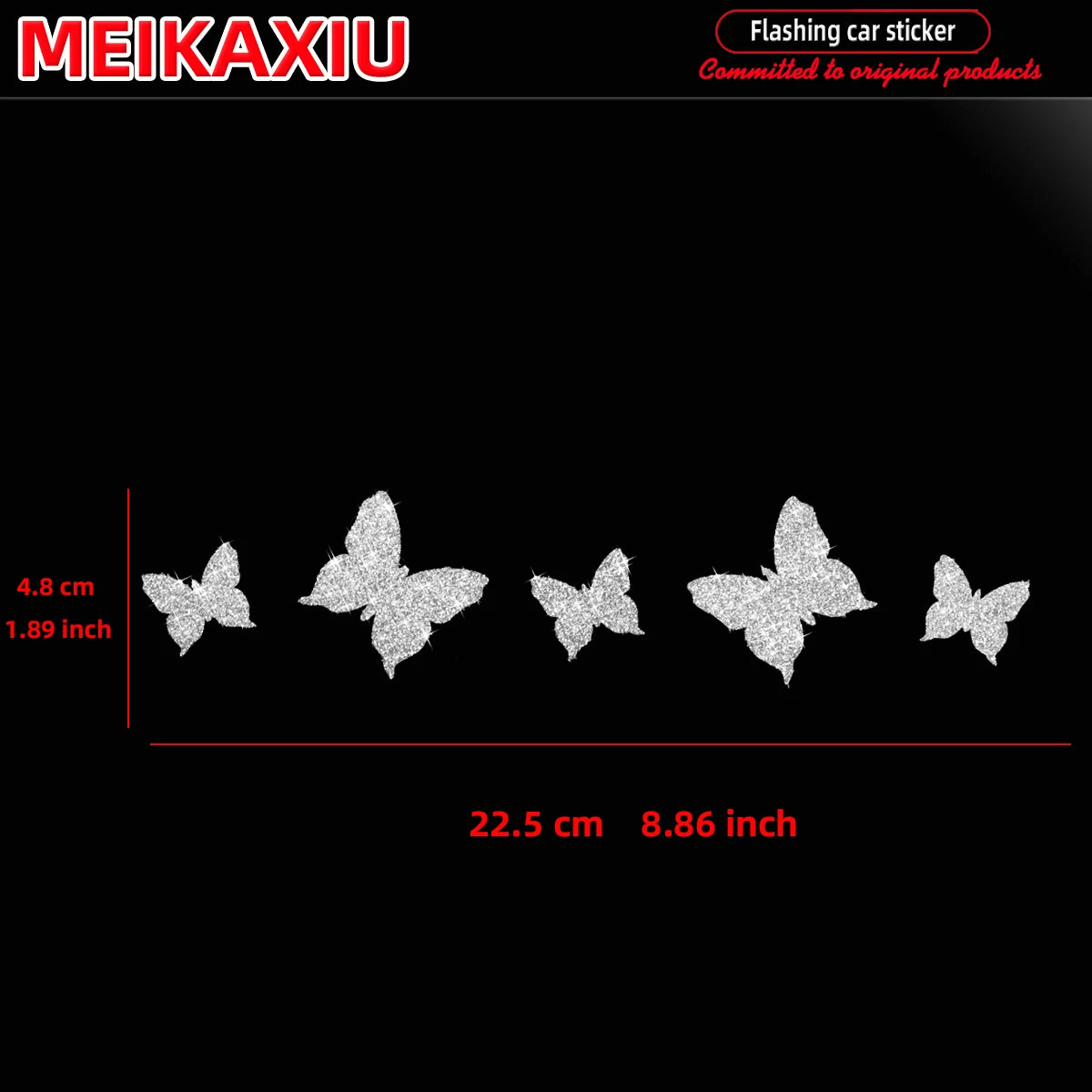 Nueva pegatina brillante con forma de mariposa para decoración de coche, pegatina para la puerta del coche.