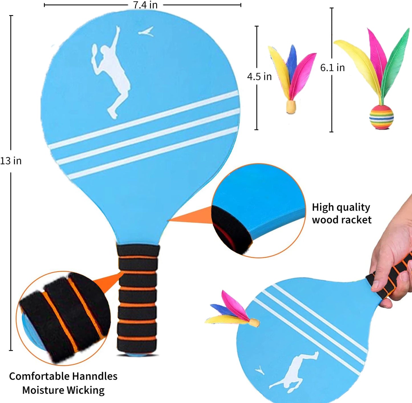 Juego de bádminton para niños, adolescentes y adultos: juegos familiares, carreras de madera, regalos, para interiores y exteriores, playa, patio
