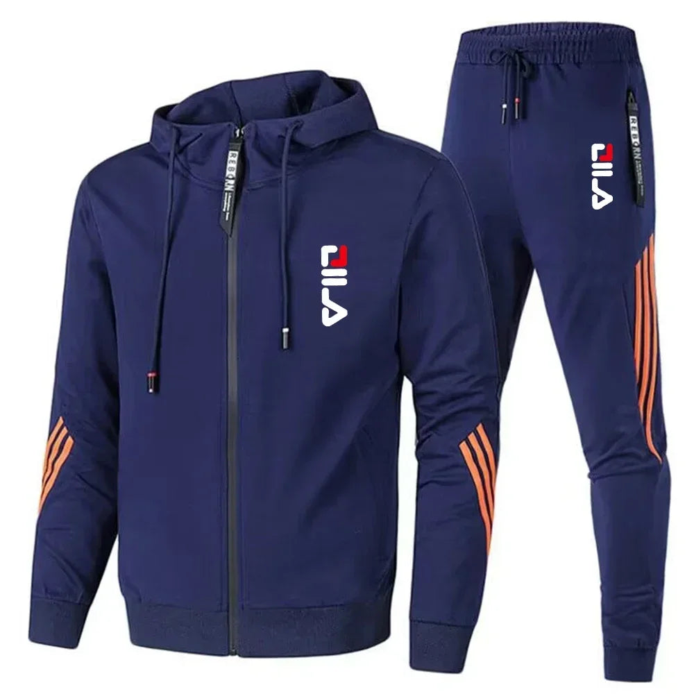 Conjunto deportivo para hombre primavera-otoño 2025: chaqueta deportiva informal + pantalón deportivo, moda para correr y conjunto deportivo con estilo.