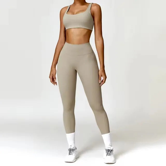 Conjunto deportivo de 2 piezas para mujer, de secado rápido, para gimnasio, chándal para correr, entrenamiento, camiseta deportiva de manga larga, ropa de yoga