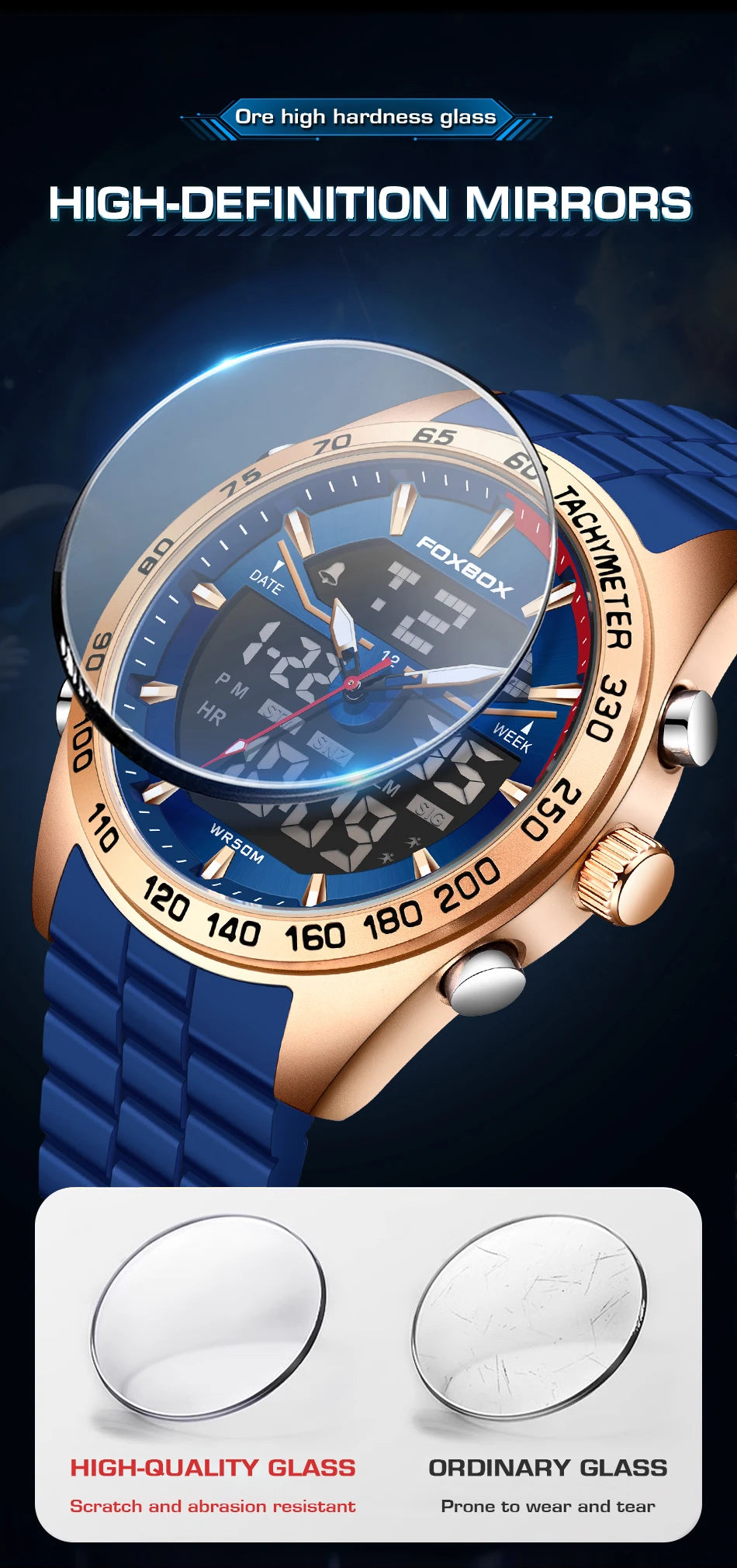 Reloj digital de lujo para hombre FOXBOX, marca superior, modelo 2026 New Business Watch, estilo militar, resistente al agua, a la moda, con movimiento de cuarzo.