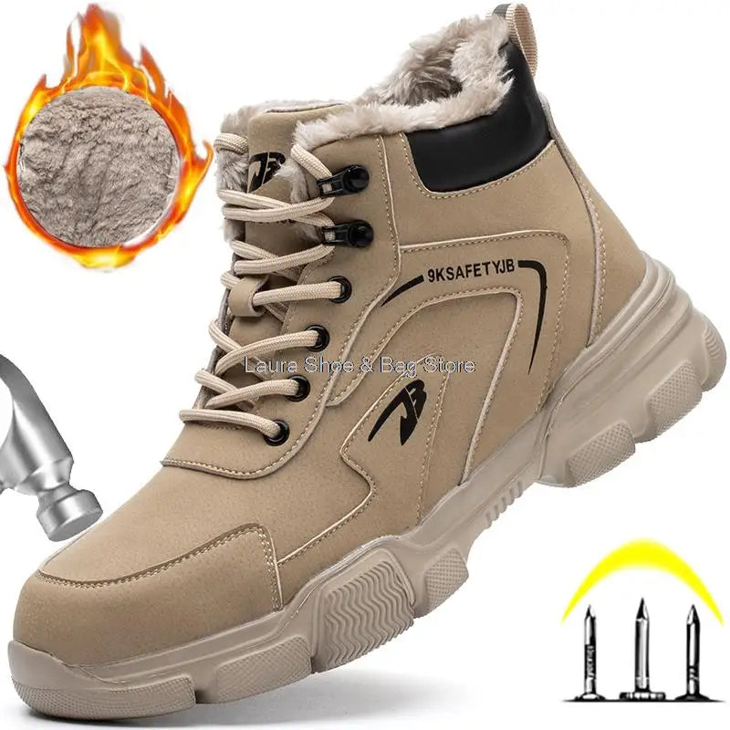 Botas de seguridad protectoras, zapatos de seguridad laboral, botas de seguridad de invierno para hombre, zapatos de trabajo antiperforación, botas de trabajo con punta de acero, indestructibles.