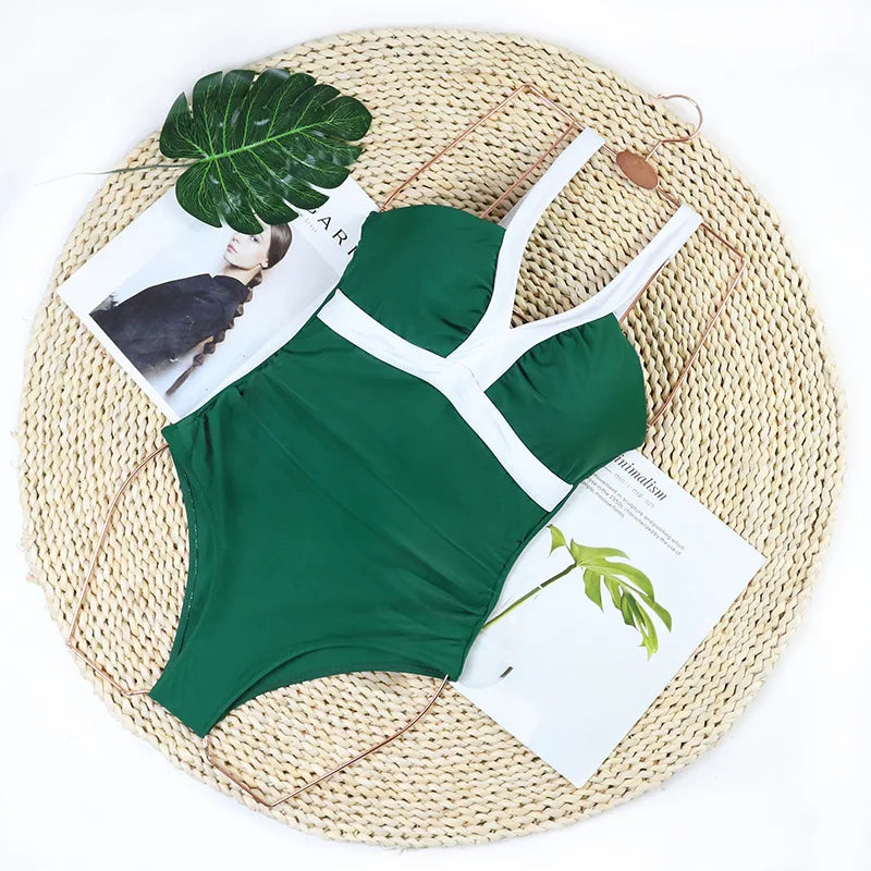 Traje de baño de una pieza sexy para mujer 2024, push up, talla grande, control de abdomen, monokini, ropa de playa, traje de baño vintage.