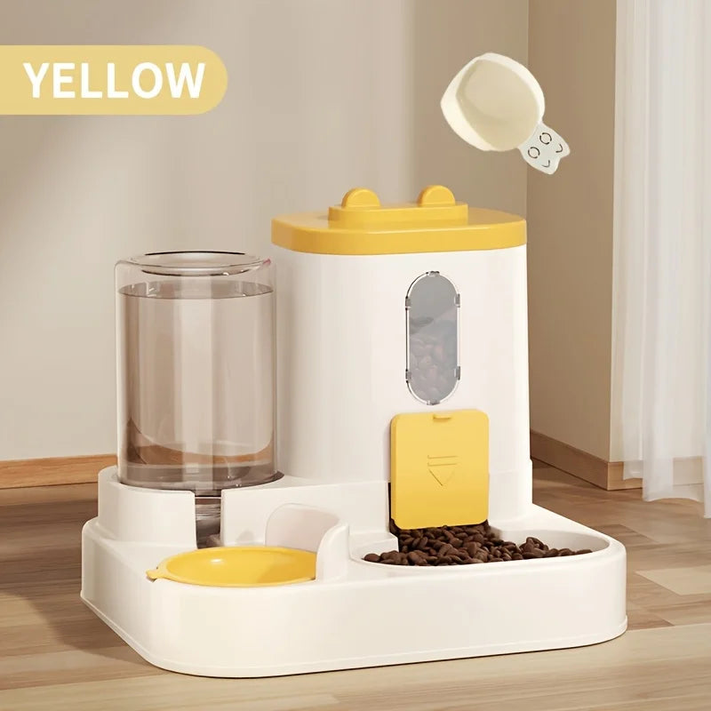 Dispensador de comida para gatos 2 en 1, agua y comida integrados, totalmente automático, dispensador de comida y agua para gatos, bonito dispensador de agua.