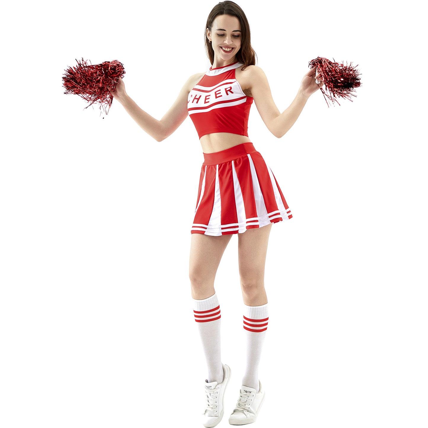 New sexy female student cheerleading costume women's adult cheerleading uniform dance uniform sleeveless crop top with mini p