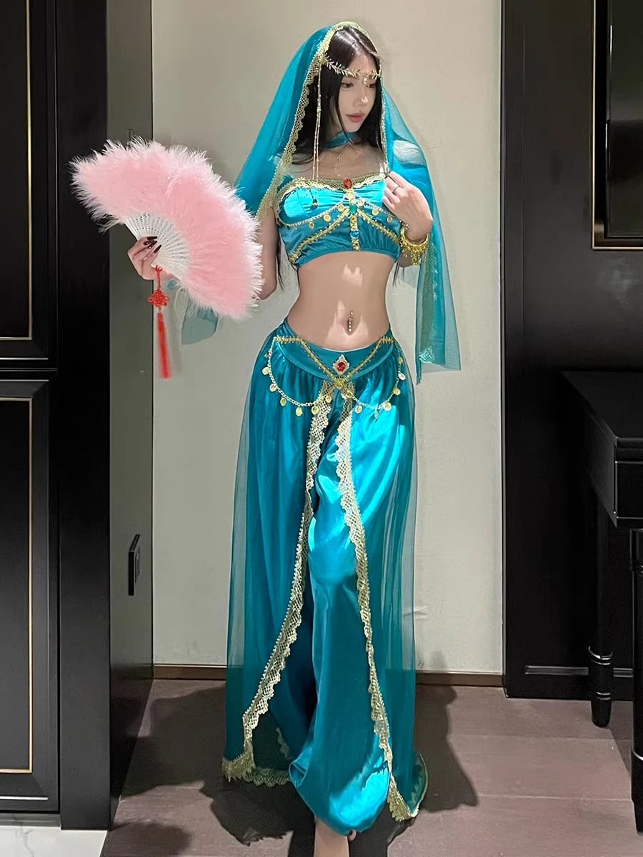 Role Playing Sexy Western Region Dancer Peacock Princess Greek Goddess Costume Hot Egyptian Indian Dancer Exotic Costume Stage