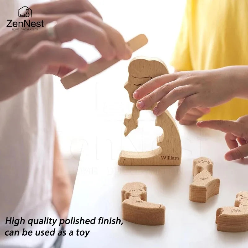 Decoraciones de madera con nombre personalizado, rompecabezas personalizados, decoraciones cálidas para el hogar, regalos cálidos para el Día de la Madre y el Día del Padre.
