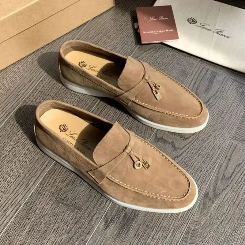 Mocasines planos unisex sin cordones para parejas, informales, de piel de oveja, con suela plana, para el tiempo libre, con punta redonda, de TPR, para primavera y otoño
