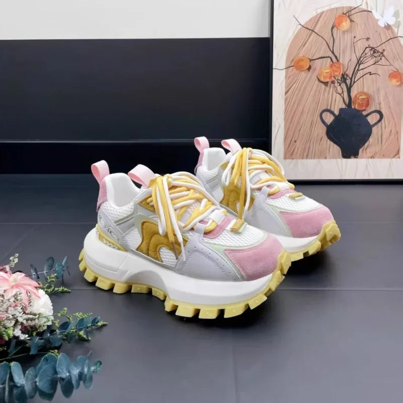 Zapatillas deportivas informales con diseño de dopamina para mujer, con suela gruesa, versátiles y a la moda, Ah Gan, 2025