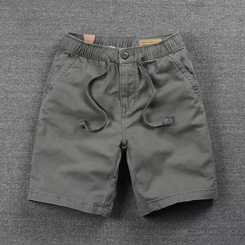 Pantalones cortos informales de trabajo para hombre, de verano, modernos, holgados, de pierna recta, de cinco cuartos, elásticos y lavados.