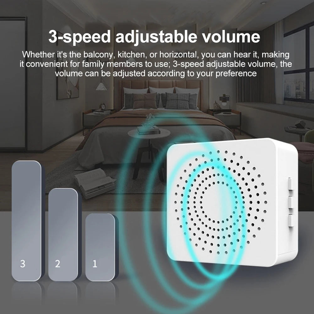 Timbre inalámbrico USB, timbre inteligente de bienvenida, volumen de tres velocidades, 38 melodías, timbre para casa, llamada de cama, llamada de emergencia