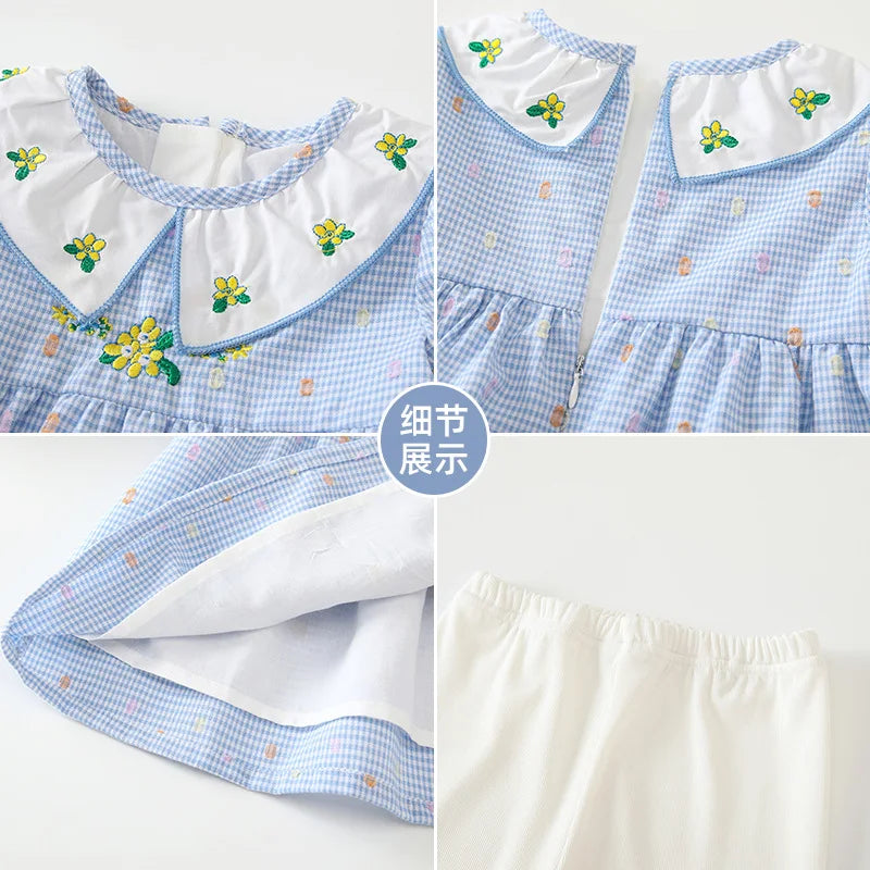 Ropa infantil, ropa de otoño para niñas, conjunto de flores bordadas para niñas, leggings, ropa infantil, ropa de primavera y otoño